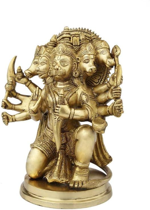 Statuestudio Panchmukhi Hanuman Statue 10Inch Brass