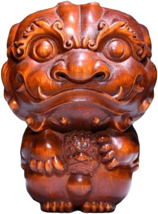 LimpaC Boxwood Kylin Statue Handcrafted Meditating Decor