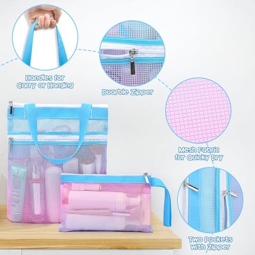Nidoul Mesh Shower Caddy Zipper Bag for Travel Dorm Gym Beach
