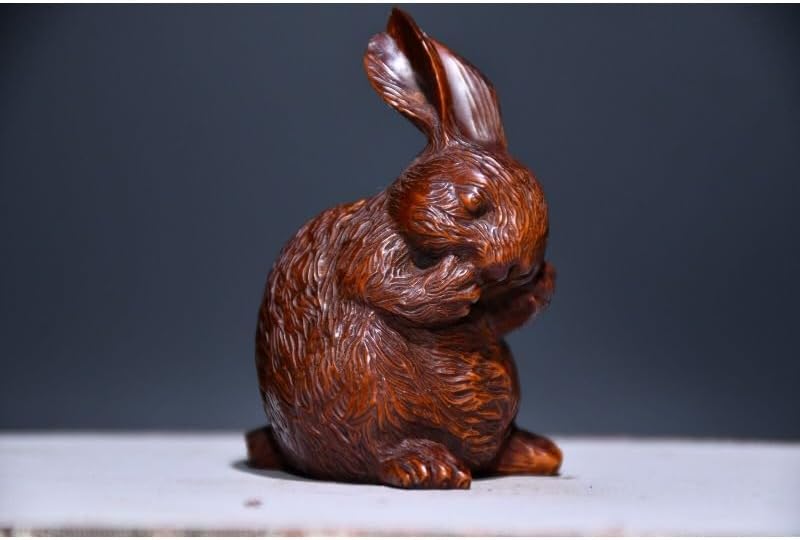 Boxwood Rabbit Zodiac Statues Handmade Decor