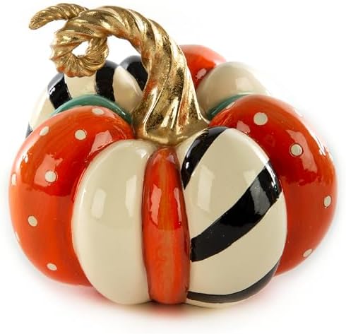 MacKenzie-Childs Mini Patchwork Spice Pumpkin Decor
