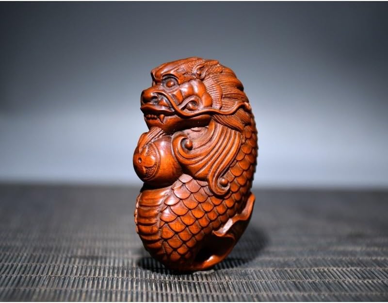 LimpaC Collection Boxwood Fish-Changed Dragon Statue