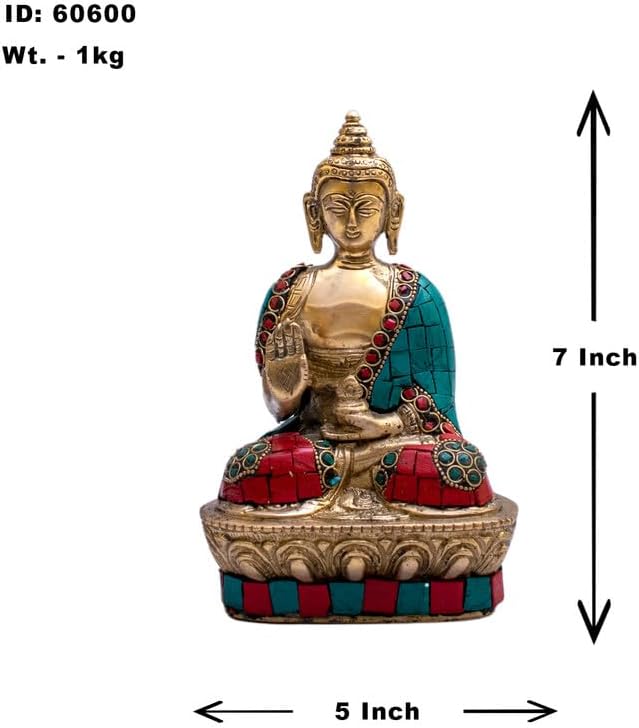 Statuestudio Brass Small Sitting Buddha Statue with Gold Finish