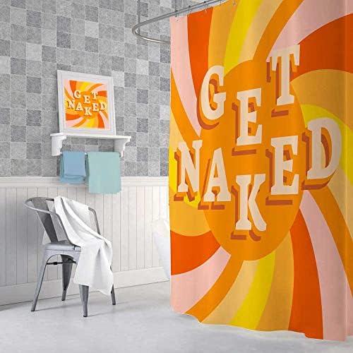 JAWO Funny Get Naked Boho 70s Retro Shower Curtain Set