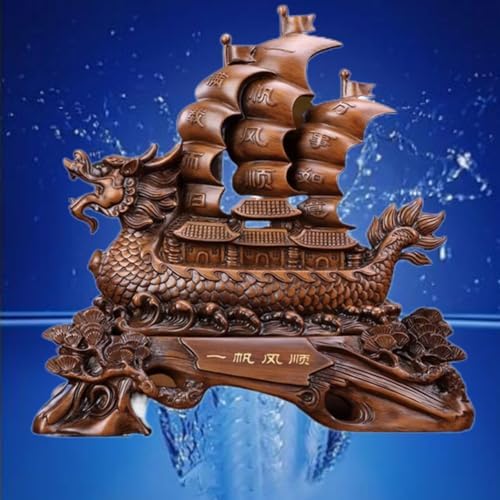 Chinese Feng Shui Resin Ship Statue for Wealth and Prosperity