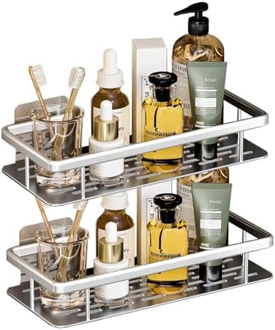 RUITHOE Aluminum Shower Caddy 2 Pack No Drill Rustproof Organizer