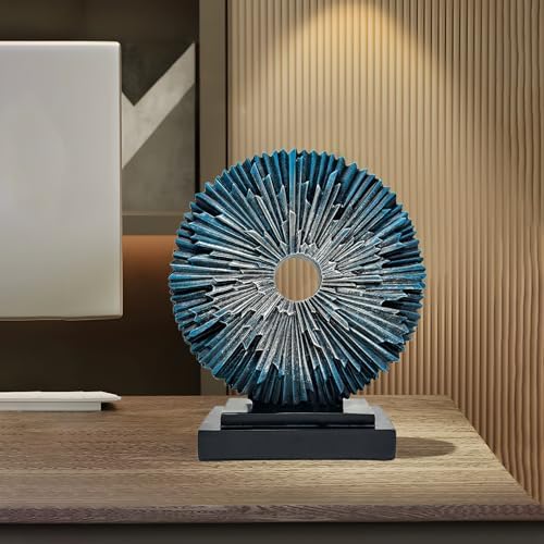 Abstract Blue Silver Modern Sculpture for Home Office Decor