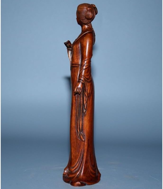 LimpaC Mini Boxwood Woman Statue Handcrafted Decor