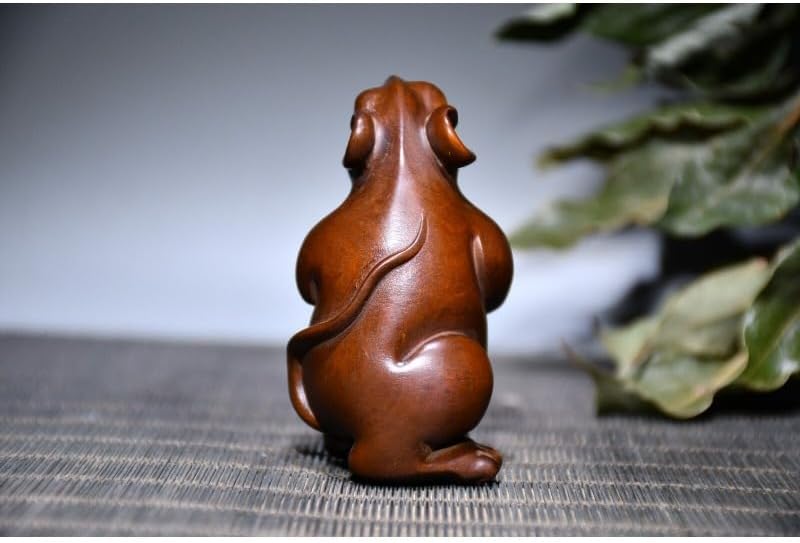 Handcrafted Boxwood Meditating Mouse Statues