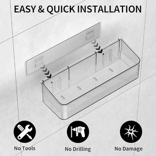 7 Pack Adhesive Shower Caddy Organizer Clear Grey