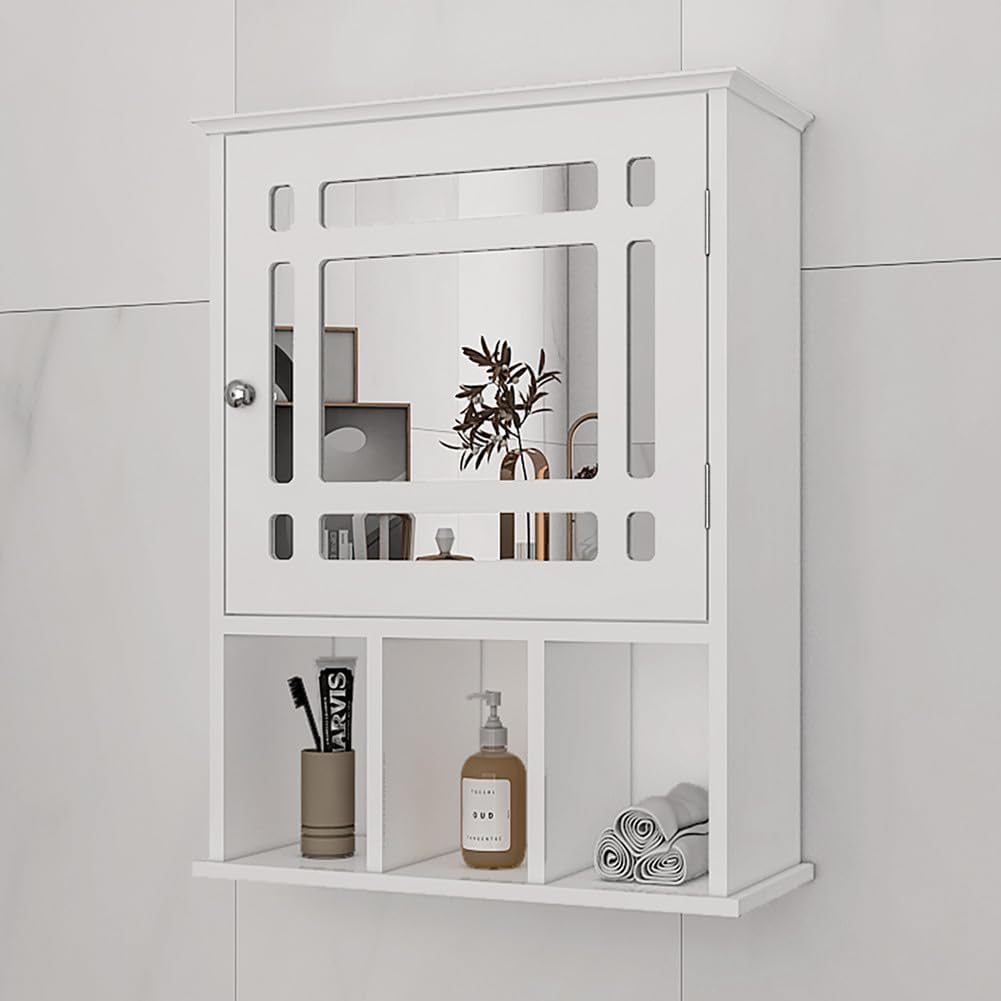 Be Current Mirrored Medicine Cabinet with Adjustable Shelves