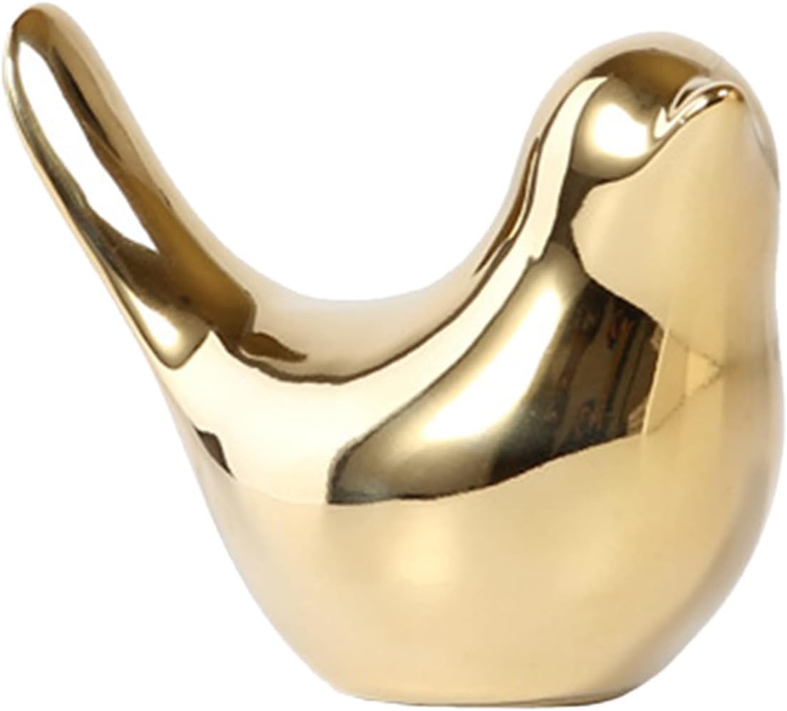 Nudsfuii Gold Ceramic Bird Ornament Sculpture