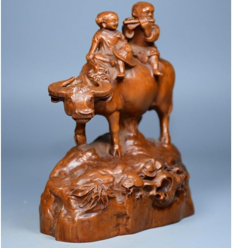 LimpaC Handmade Boxwood Ox Statue Decor