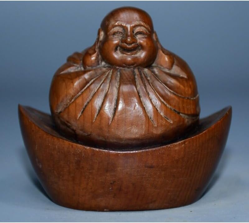 LimpaC Mini Boxwood Maitreya Buddha Sculpture