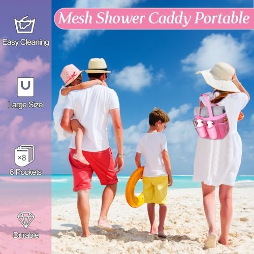 Hillban 4 Pcs Mesh Shower Caddy with 8 Pockets