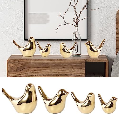 Nudsfuii Gold Ceramic Bird Ornament Sculpture