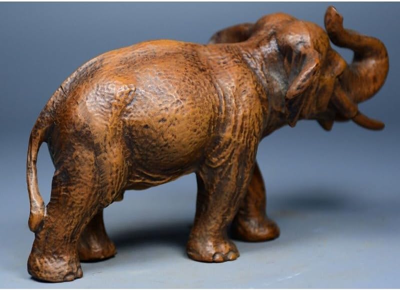 Handcrafted Boxwood Elephant Statue Meditating Decor