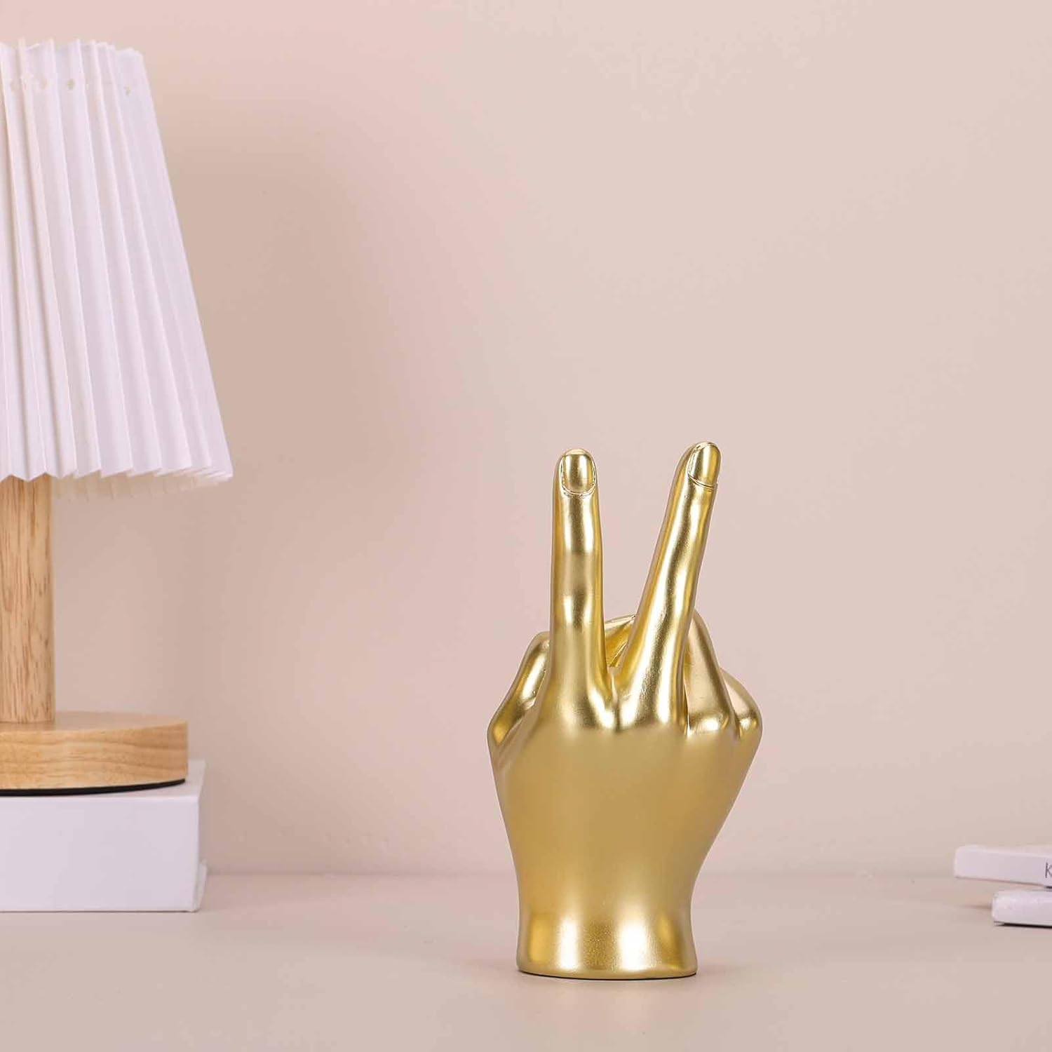 LCCCK Gold Peace Hand Sculpture Decor