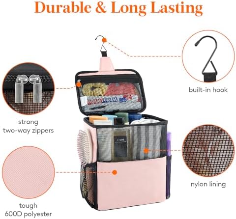Lifewit Mesh Shower Caddy Bag for Women Large Pink