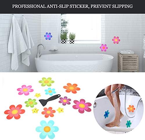 Glomora 13pcs Waterproof Non Slip Flower Stickers for Bathtub