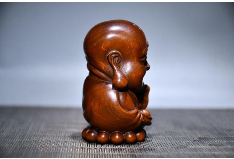 Handcrafted Boxwood Buddhist Monk Statue Decor