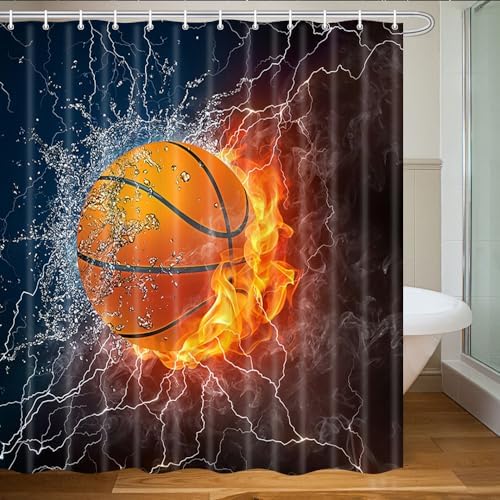 Shocur Sports Shower Curtain Set 72x72 Inches with 12 Hooks