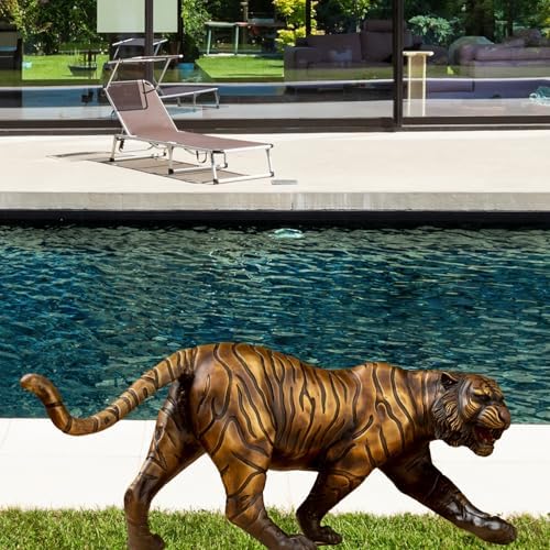 YouFine Bronze Tiger Statue 189 Inch Solid Brass Home Decor