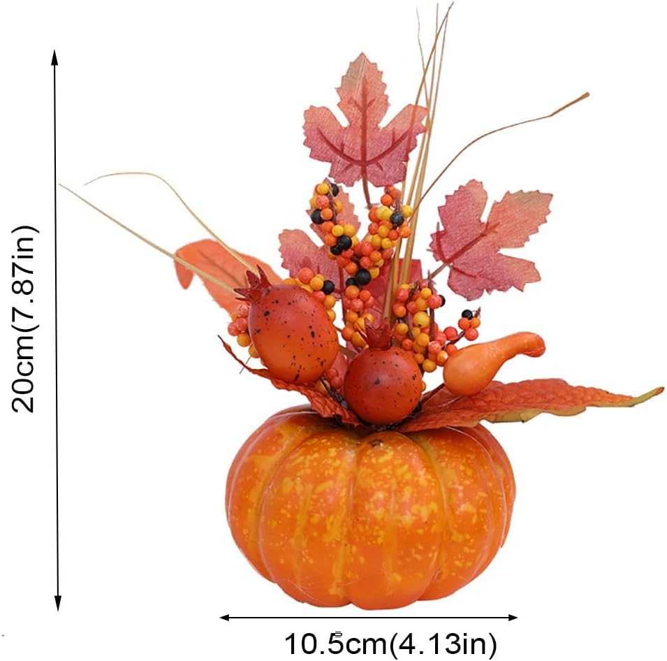Faux Maple Leaves Pumpkin Statue Miniatures Home Decor