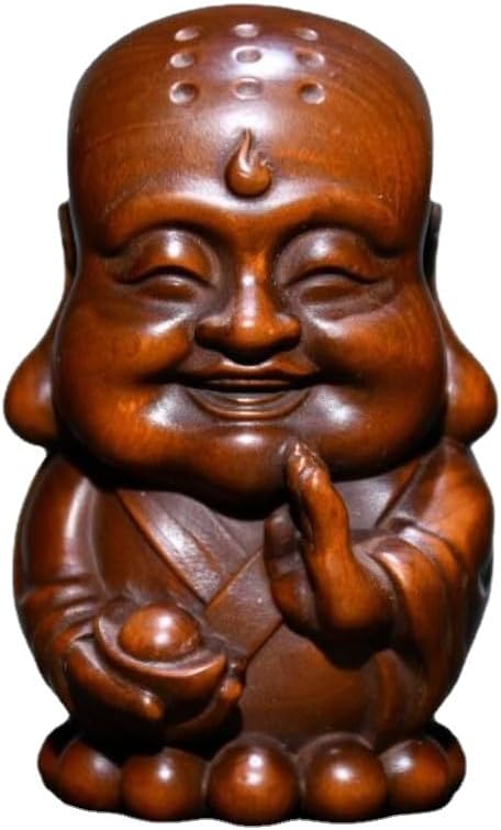 Handcrafted Boxwood Buddhist Monk Statue Decor
