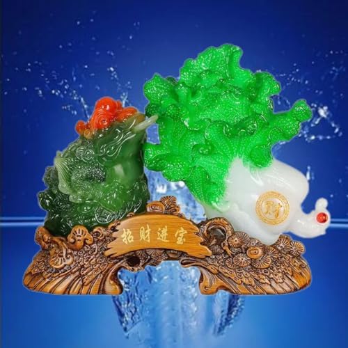 Feng Shui Resin Wealth Statue - Gold Coin on Cabbage for Prosperity