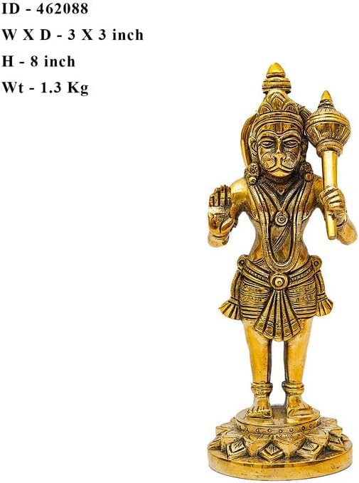 Statuestudio 8 Inch Brass Hanuman Statue for Home Temple