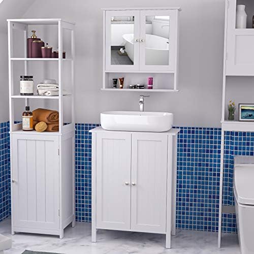 Mirror Cabinet with Adjustable Shelves White