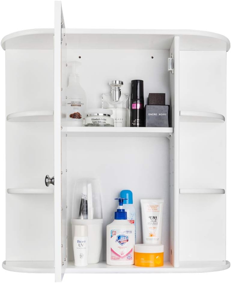 Volowoo Wall Mounted Mirror Cabinet with 3-Tier Storage