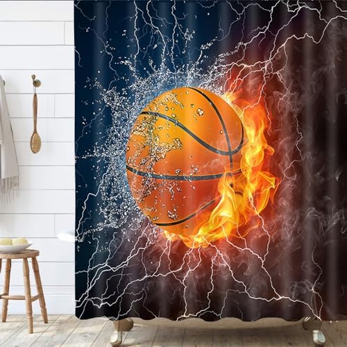 Shocur Sports Shower Curtain Set 72x72 Inches with 12 Hooks