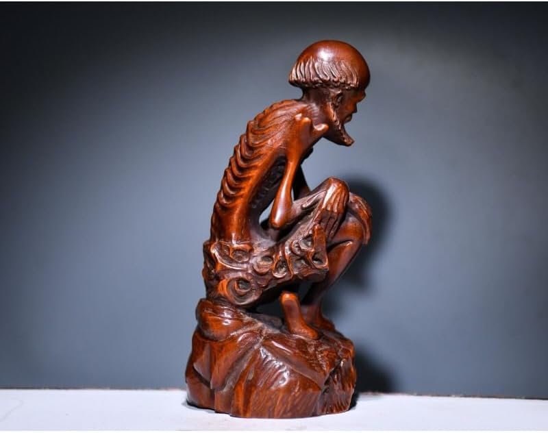 Handmade Boxwood Dharma Statue for Home Decor