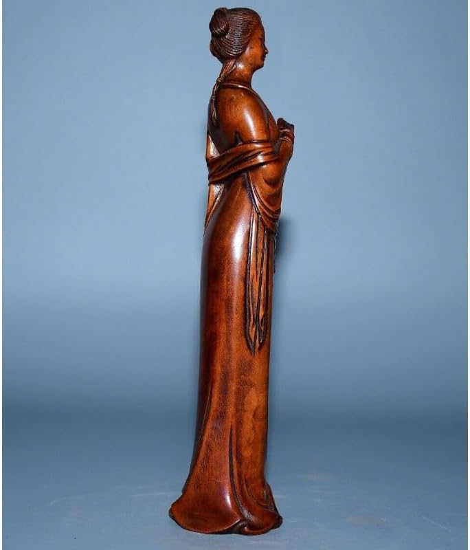 LimpaC Mini Boxwood Woman Statue Handcrafted Decor