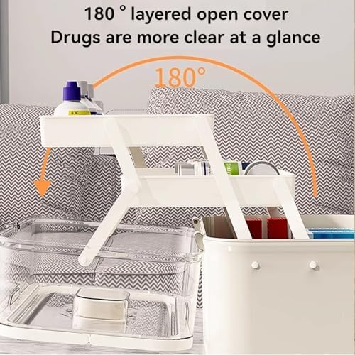 3-Tier Medicine Cabinet with Handle and Clear Lid