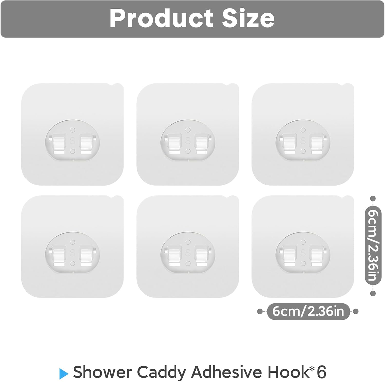 Shower Caddy Adhesive Replacement 6pcs Strong Hooks for Bathroom Storage