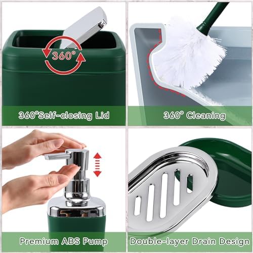 XLHOMO Dark Green Bathroom Accessory Set 24PC 1