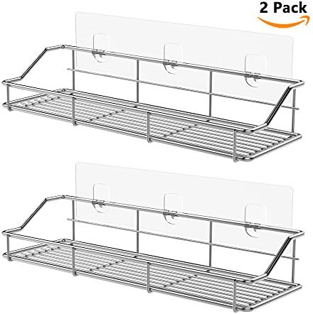 ODesign Transparent Adhesive for Shower Caddy Basket and Bathroom Shelf 2 Pack