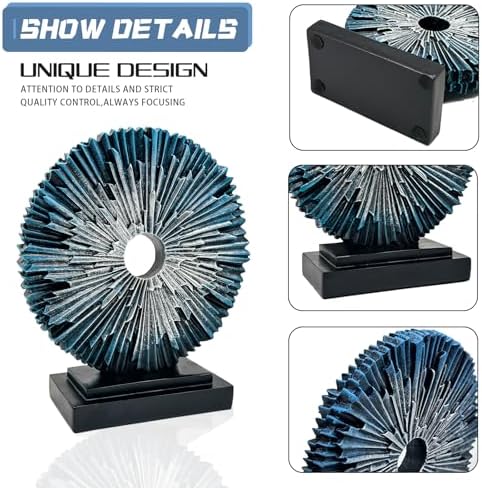 Abstract Blue Silver Modern Sculpture for Home Office Decor