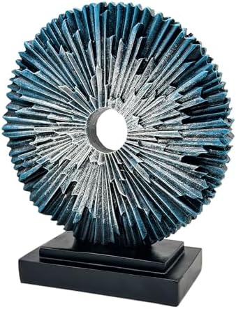 Abstract Blue Silver Modern Sculpture for Home Office Decor