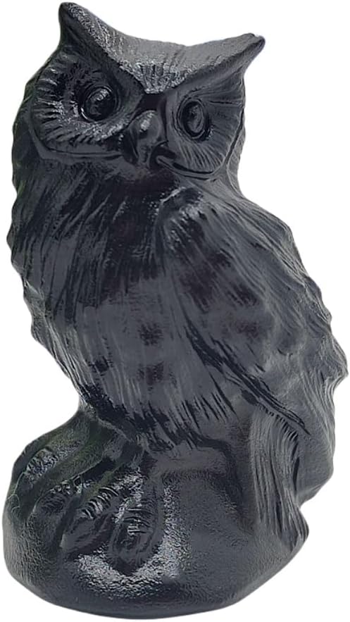 Natural Obsidian Owl Skull Figurine Decoration