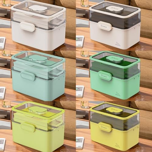 3-Tier Medicine Storage Box with Handle and Detachable Top