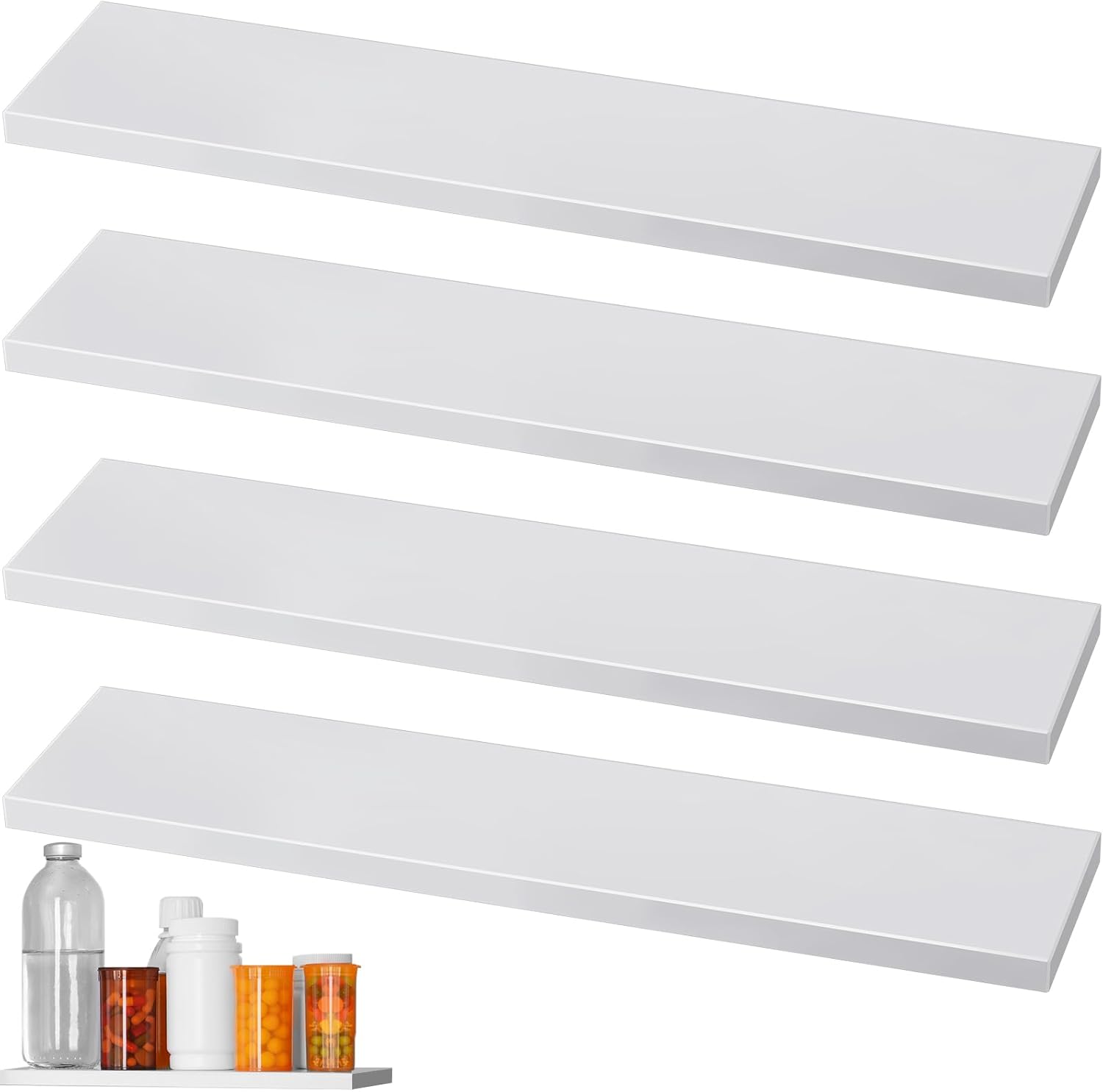4 Pcs 135 Inch White Medicine Cabinet Shelves Replacement