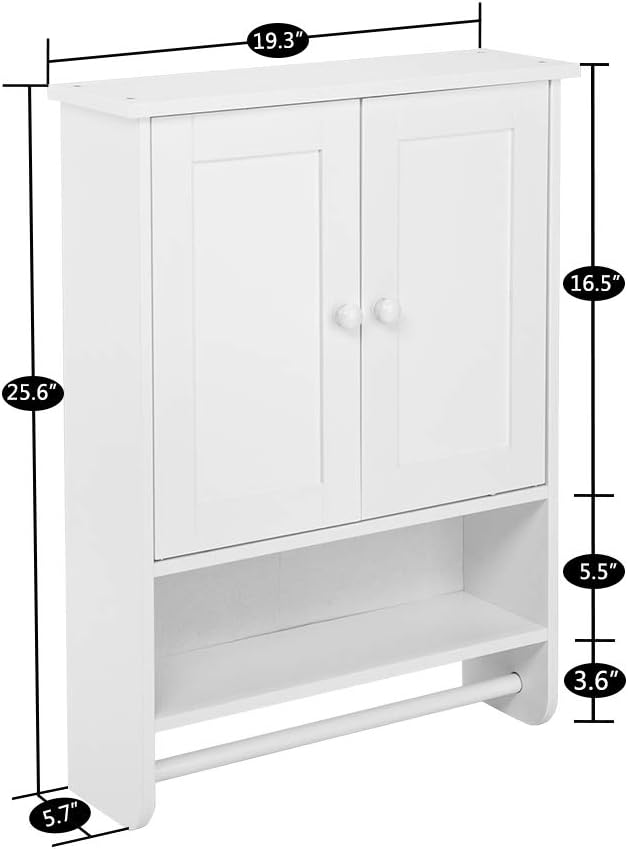 Pinikuyiro Bathroom Cabinet with 2 Doors and Adjustable Shelf