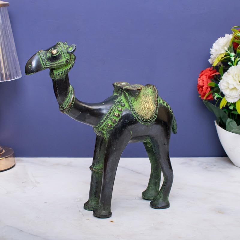 Statuestudio Brass Camel Statue with Gold Finish