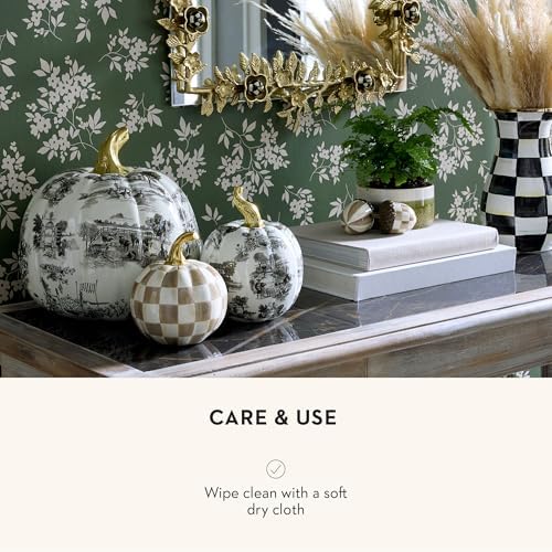 MACKENZIE-CHILDS Toile Black Resin Pumpkin Halloween Decor