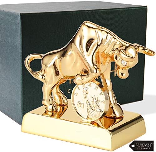 Matashi 24K Gold Plated Ox Bull Crystal Studded Statue
