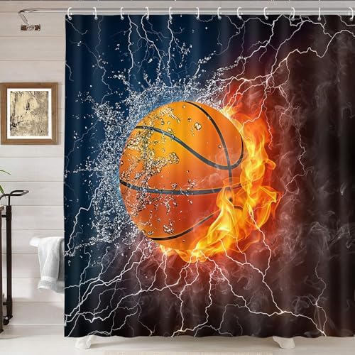 Shocur Sports Shower Curtain Set 72x72 Inches with 12 Hooks